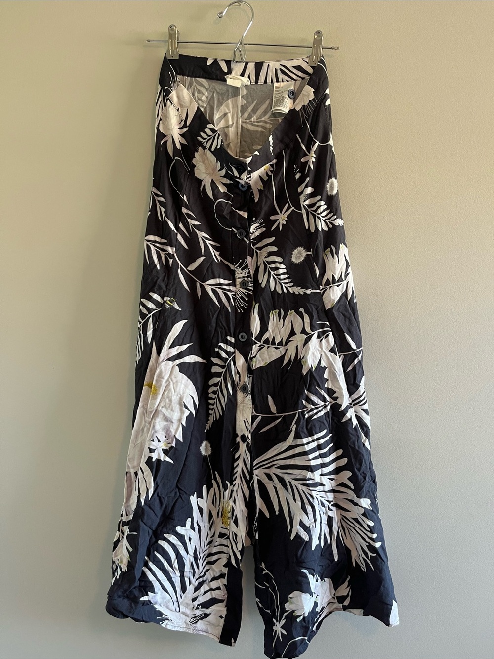 H&M Blue & White Tropical Print button Maxi Skirt